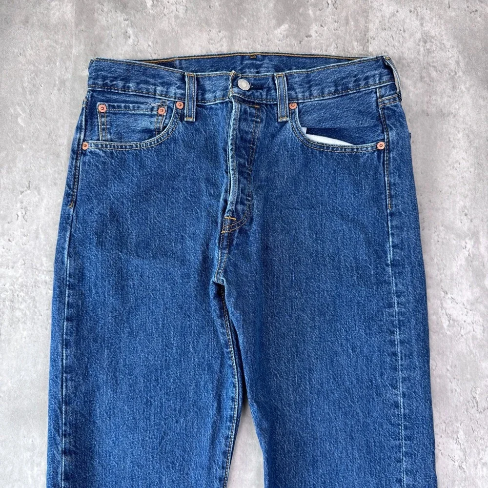 Levis 501 Jeans Mens 32x32 Blue Denim Western Button Fly Dark Fade Y2K
